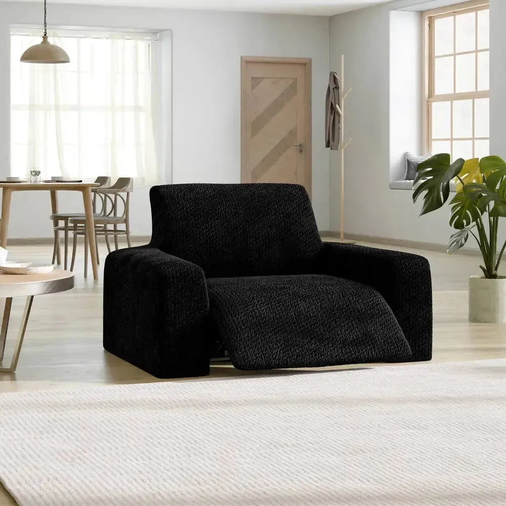 Black Reclining Armchair Slipcover, Velvet Collection