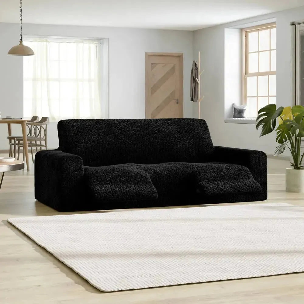 Black 3 Seater Recliner Slipcover, Velvet Collection