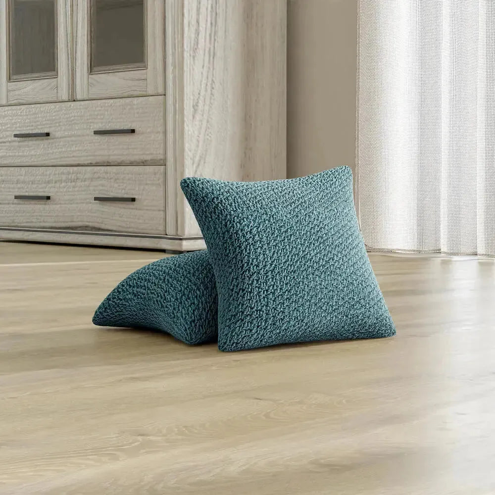 Teal Pillow Slipcovers 2 Pcs Set (18x18 in),  Velvet Collection
