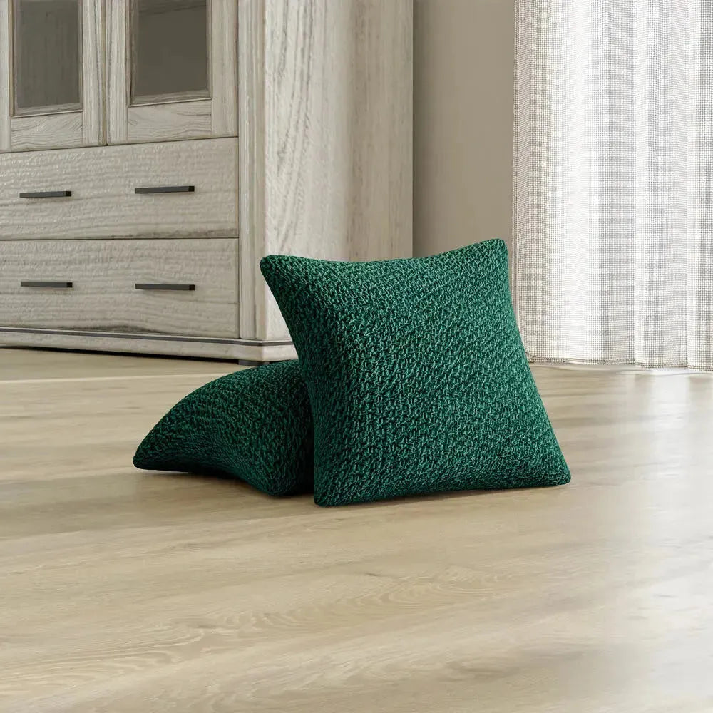 Emerald Green Pillow Slipcovers 2 Pcs Set (18x18 in),  Velvet Collection