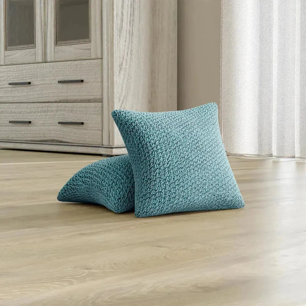 Sky Blue Pillow Slipcovers 2 Pcs Set (18x18 in),  Velvet Collection