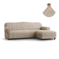 Beige Vento L-Shaped Sofa Slipcover (Right Chaise), Jacquard 3D Collection