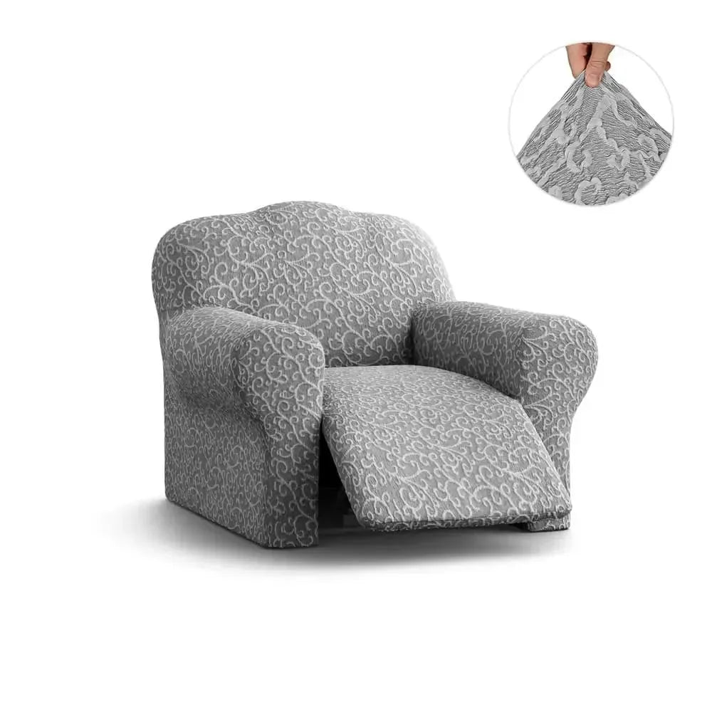 Grey Arabesco Reclining Armchair Slipcover, Jacquard 3D Collection