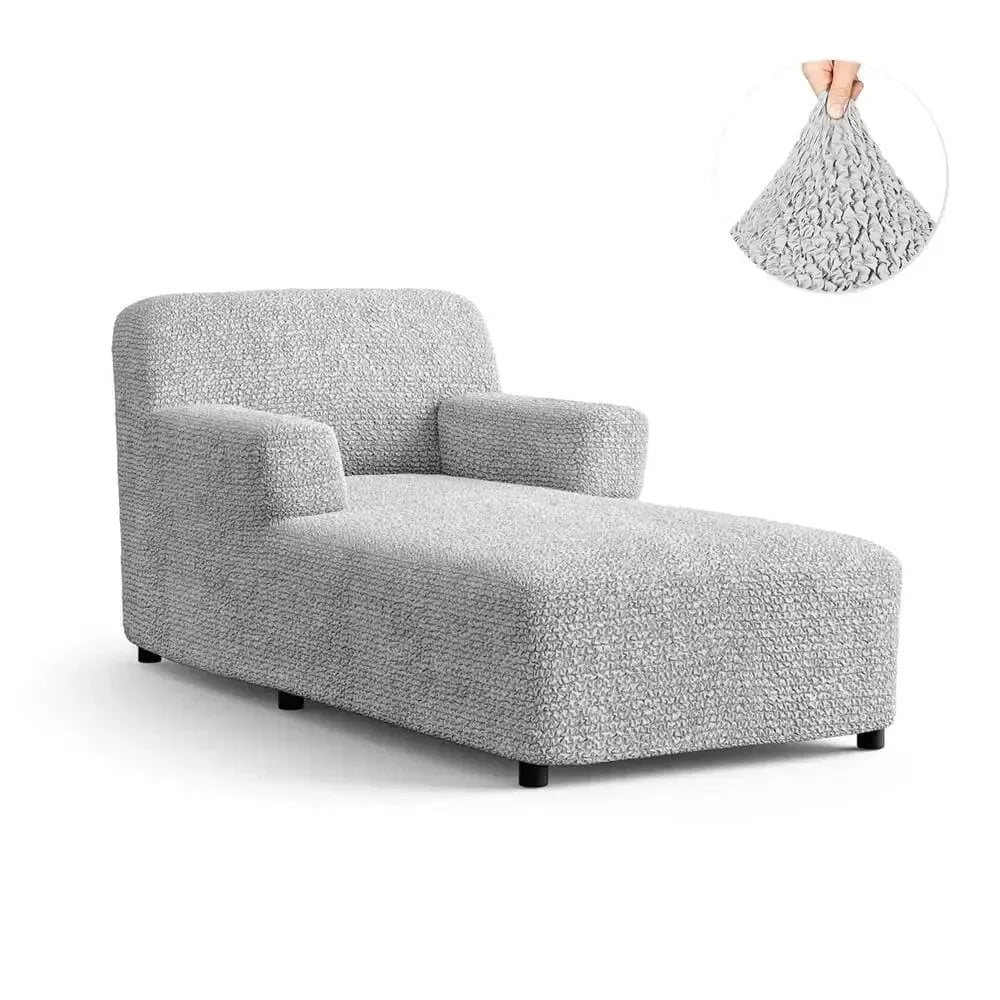 Light Grey Chaise Lounge Slipcover, Microfibra Collection