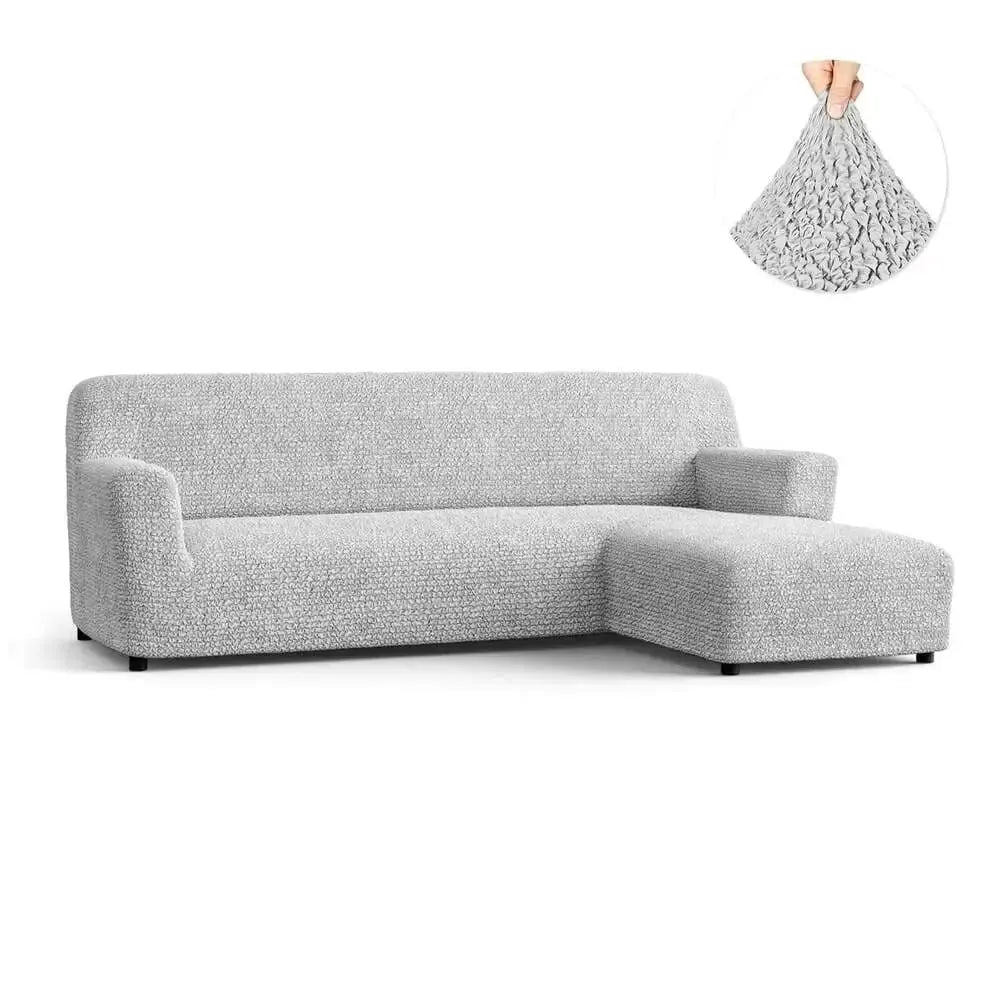 Light Grey L-Shaped Sofa Slipcover (Right Chaise), Microfibra Collection