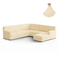 Cream U-Shaped Sofa Slipcover (Right Chaise), Microfibra Collection