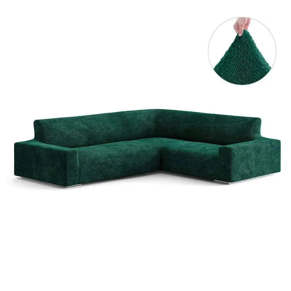 Emerald Green Corner Sofa Slipcover, Velvet Collection